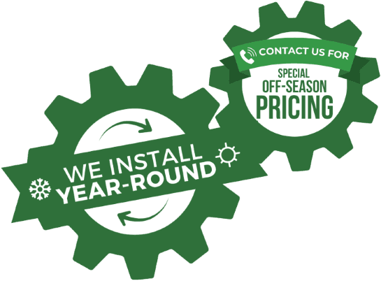 Icons advertising year-round installation and off-season pricing.